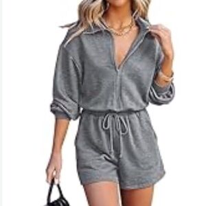 Gray Zip-Up Romper NWOT size XL